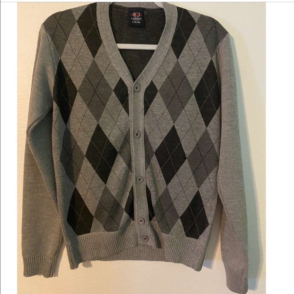 Black and grey Argyle sweater